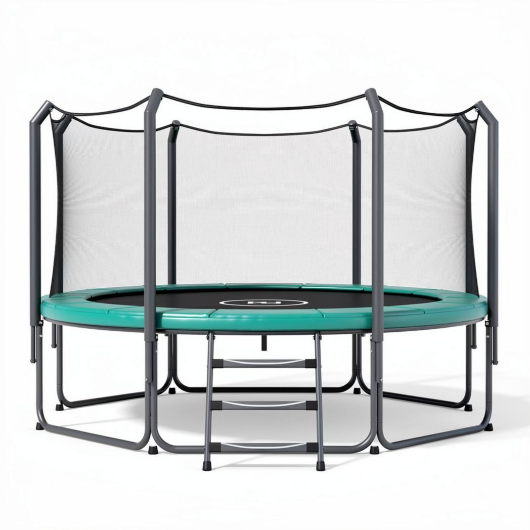 Trampoline with safety enclosure 300cm diameter dark green frame