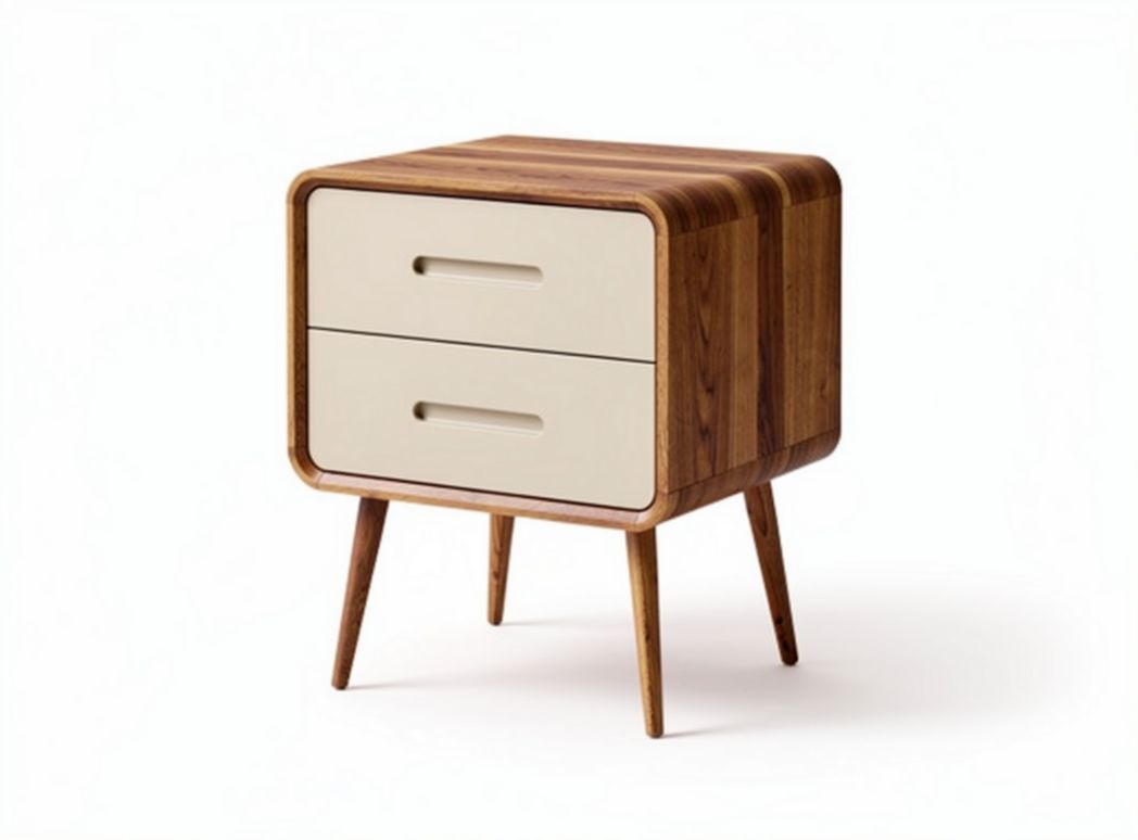 Wooden nightstand with two drawers and natural finish 50 x 40 x 50cm