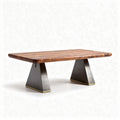 Wooden coffee table with metal base 150 x 75 x 40cm for living room decor