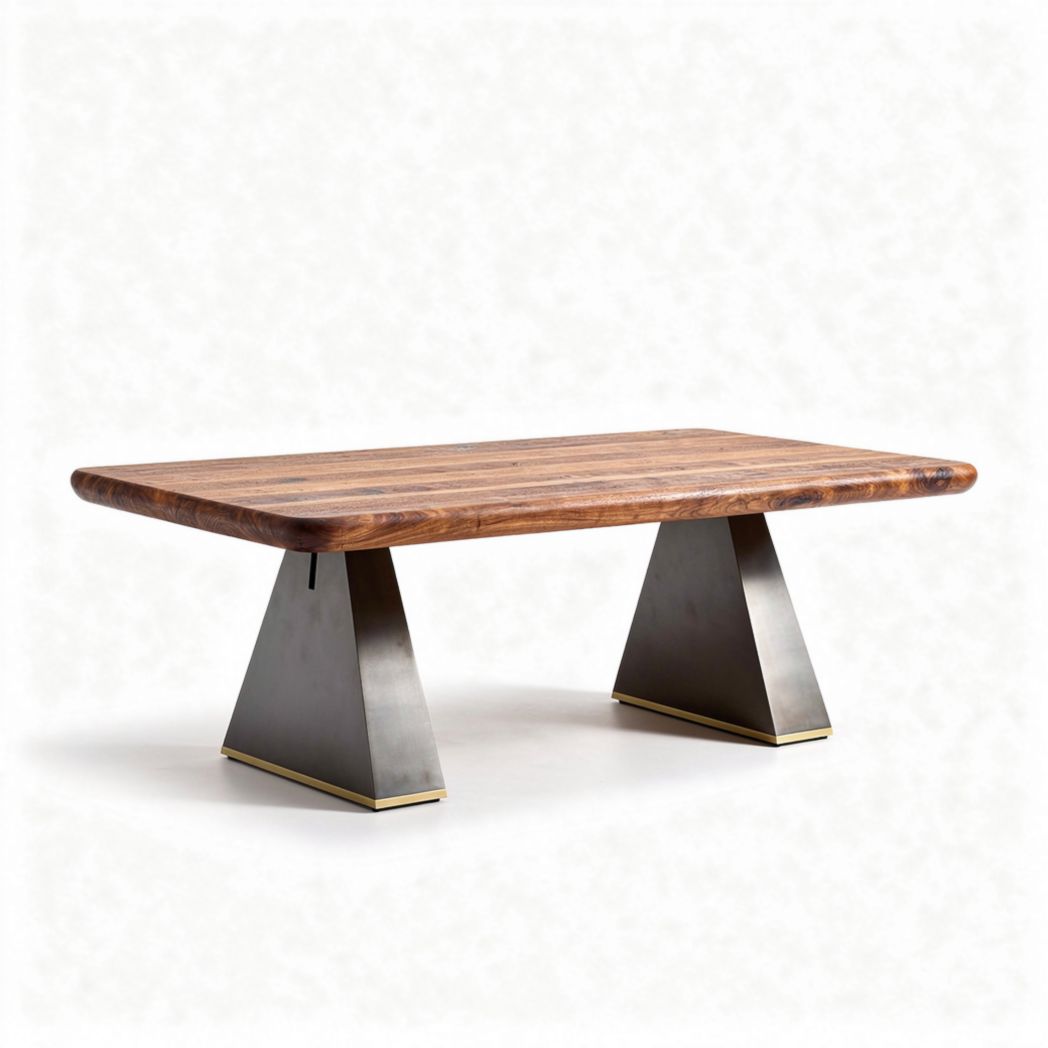 Wooden coffee table with metal base 150 x 75 x 40cm for living room decor