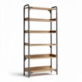Wooden shelf unit with metal frame for home or office storage 180 x 80 x 40cm