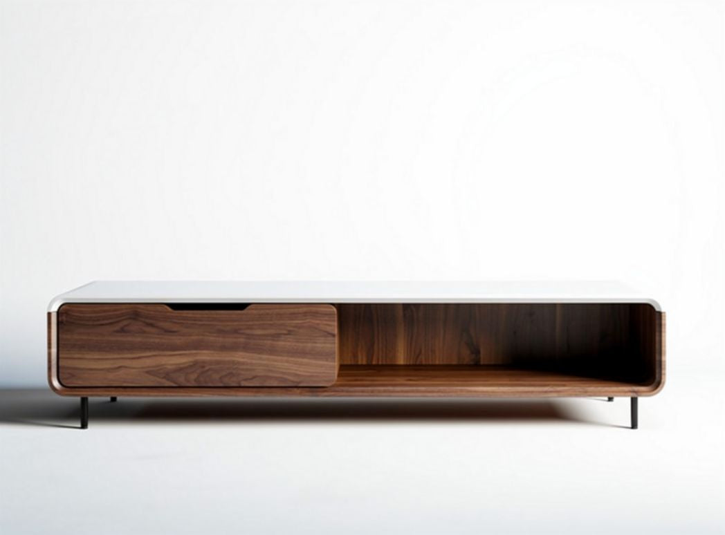 Wooden coffee table with glass top and stainless steel legs 200 x 50 x 30cm