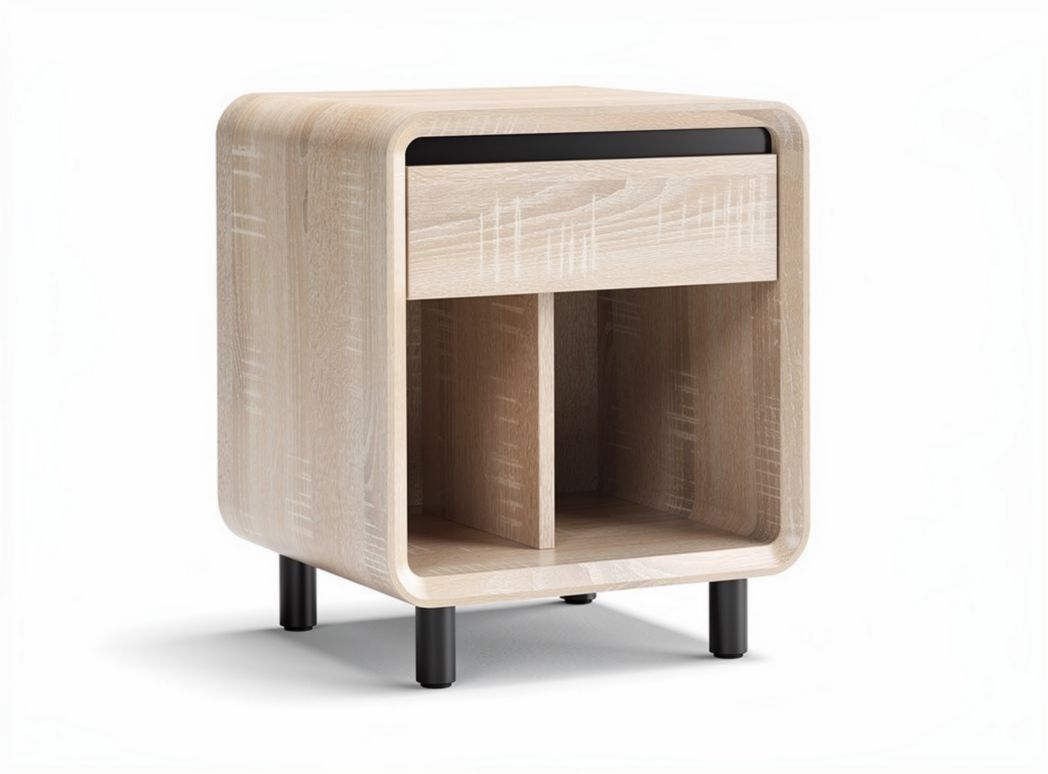 Wooden nightstand with drawer and open storage space 40 x 40 x 50cm