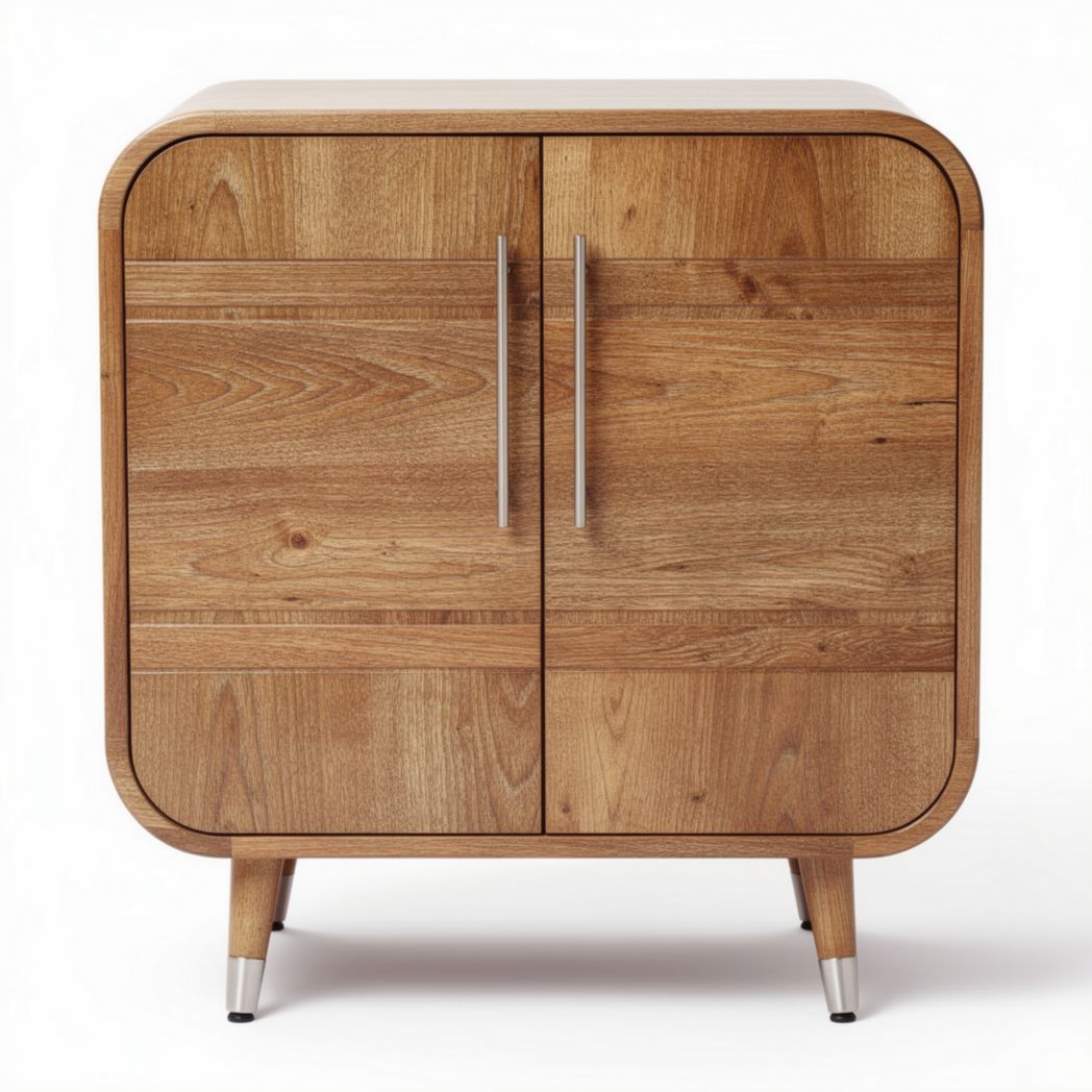 Modern wooden cabinet with two doors and tapered legs 60 x 40 x 50cm