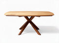 Wooden dining table with cross-style base 180 x 90 x 75cm in natural finish