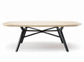 Wooden coffee table with black metal legs and oval surface 150 x 80 x 75cm