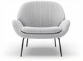 Fabric upholstered lounge chair with ribbed design and metal legs 80 x 90 x 80cm