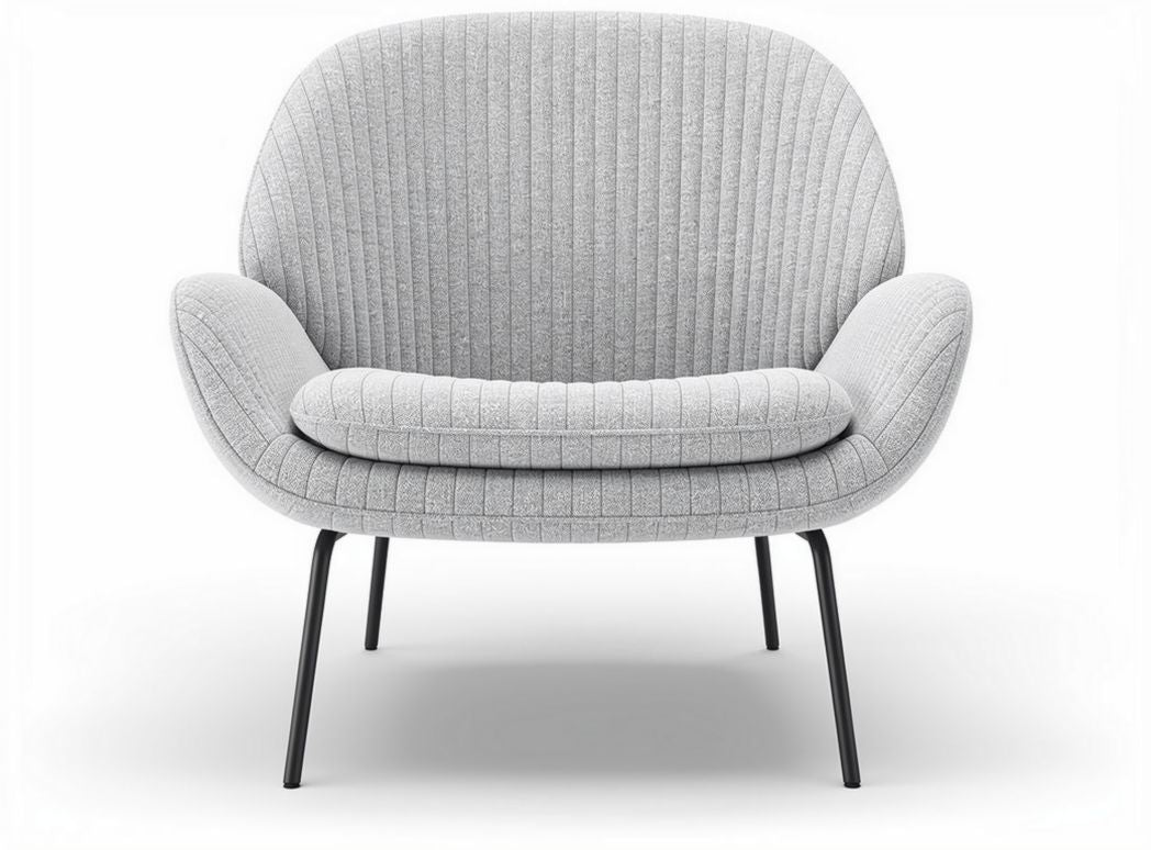 Fabric upholstered lounge chair with ribbed design and metal legs 80 x 90 x 80cm