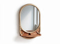 Round wall mirror with metal frame and shelf 60 x 60 x 3cm