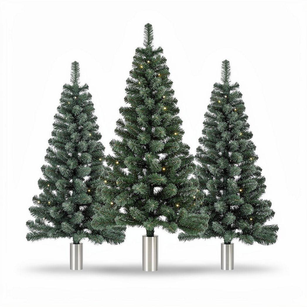 Artificial Christmas tree set with pre-lit design in green 150 x 100 x 220cm