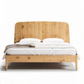 Wooden bed frame with natural wood headboard and minimalist design 200 x 160 x 100cm