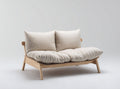 Mid-century modern gray fabric loveseat with wooden frame dimensions 150 x 80 x 85cm