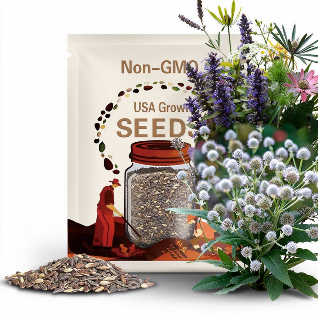 50 Native American Rattlesnake Master Seeds, Eryngium Yuccifolium, Sea Holly, Thistle ER0450
