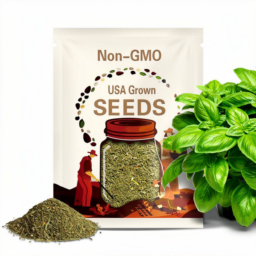 Lemon Basil Heirloom Herb Seeds -  Non-GMO, Open Pollinated, Culinary Herb